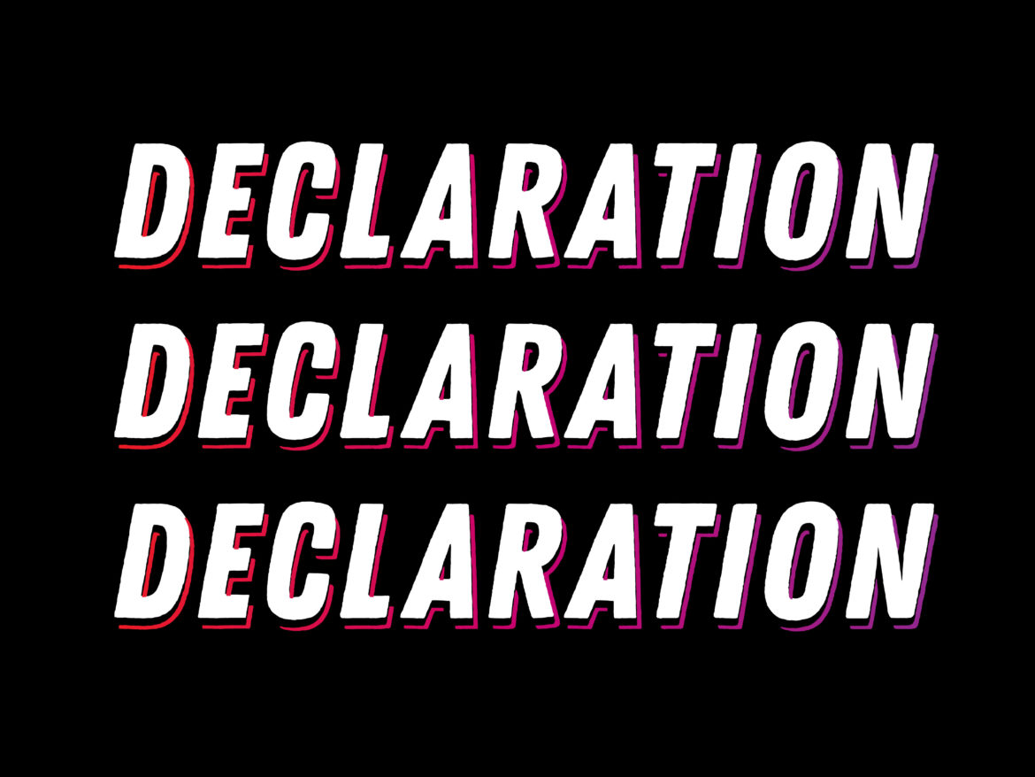 Graphic with text: Declaration