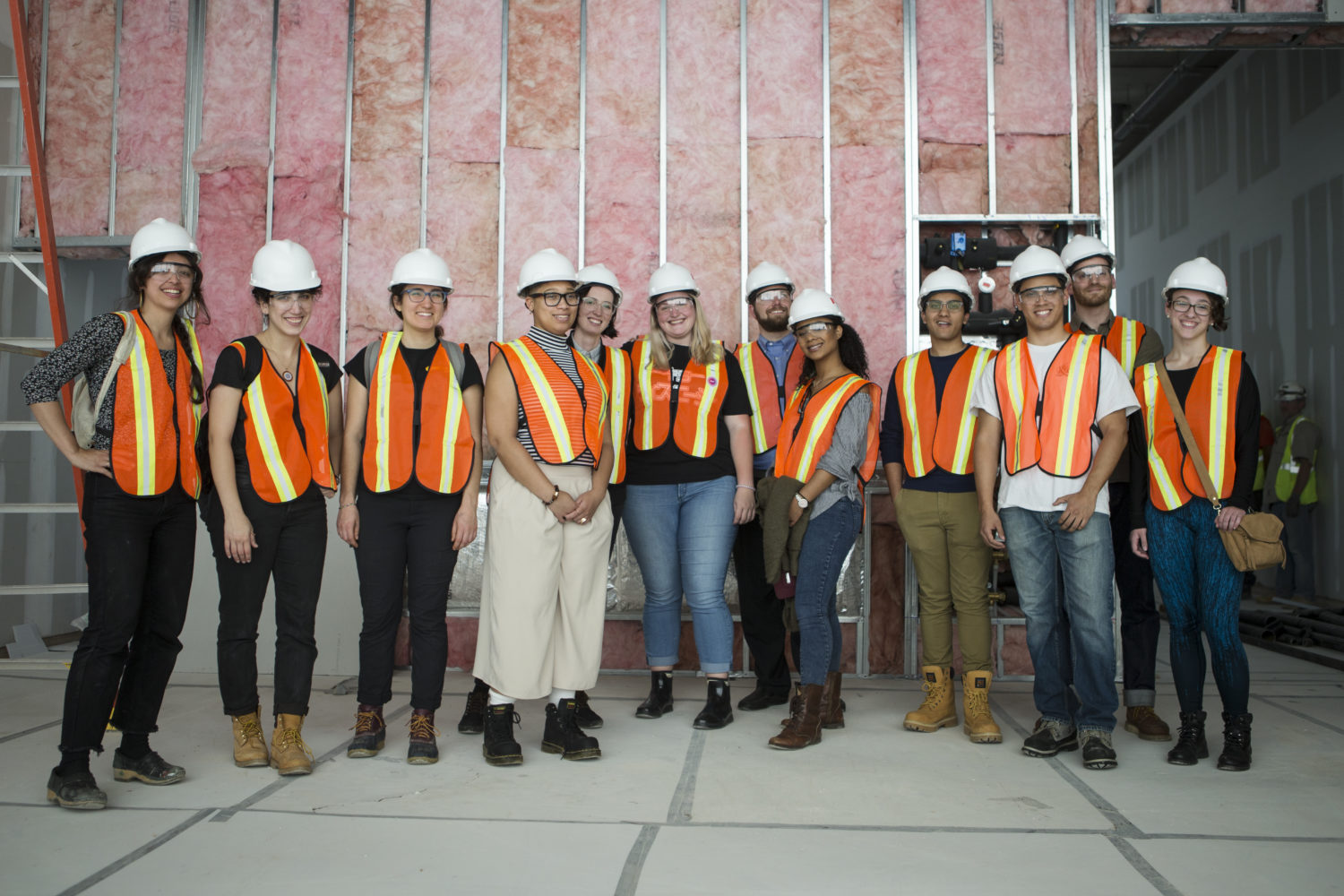 Student Advisory Committee members tour the ICA site with Michael Lease, Director of Facilities, Installation, and Exhibition Design.