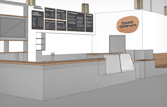 Rendering of Ellwood Thompson's cafe at I C A
