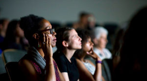 Audience watching Paul Rucker's April 2017 performance