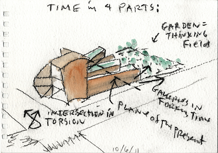 Watercolor of I C A by Steven Holl Architects