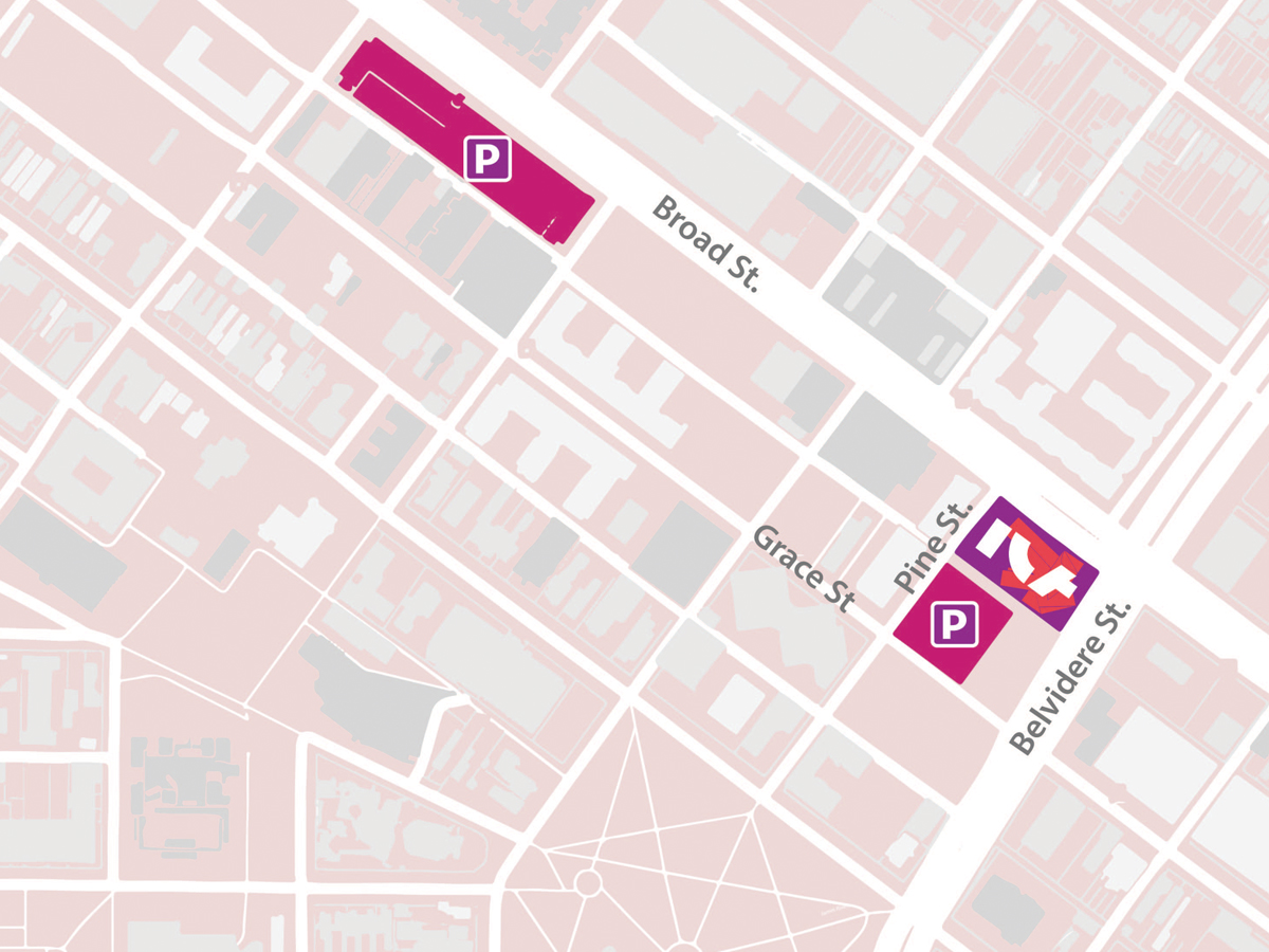 Map showing parking areas