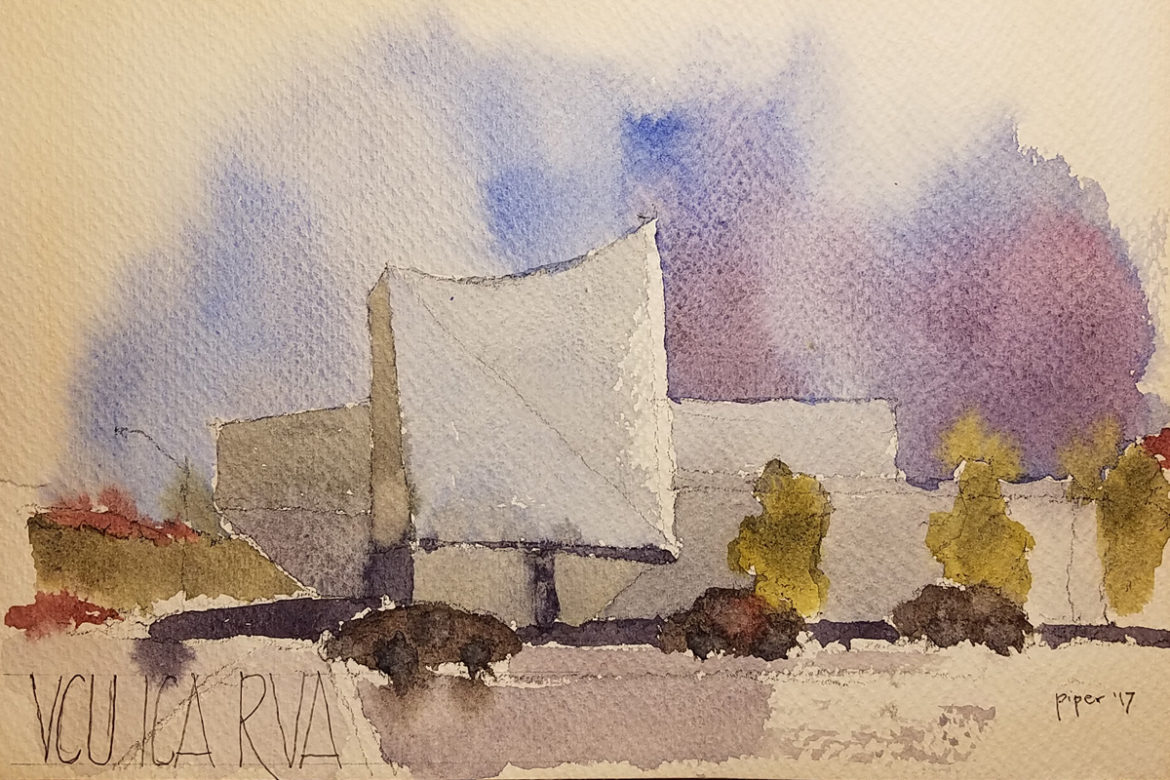 Watercolor of the I C A by Charles piper