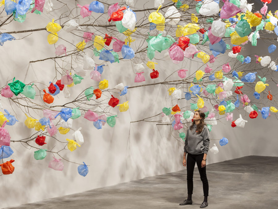 Pascale Marthine Tayou, Plastic Tree, 20142015 branches, plastic bags