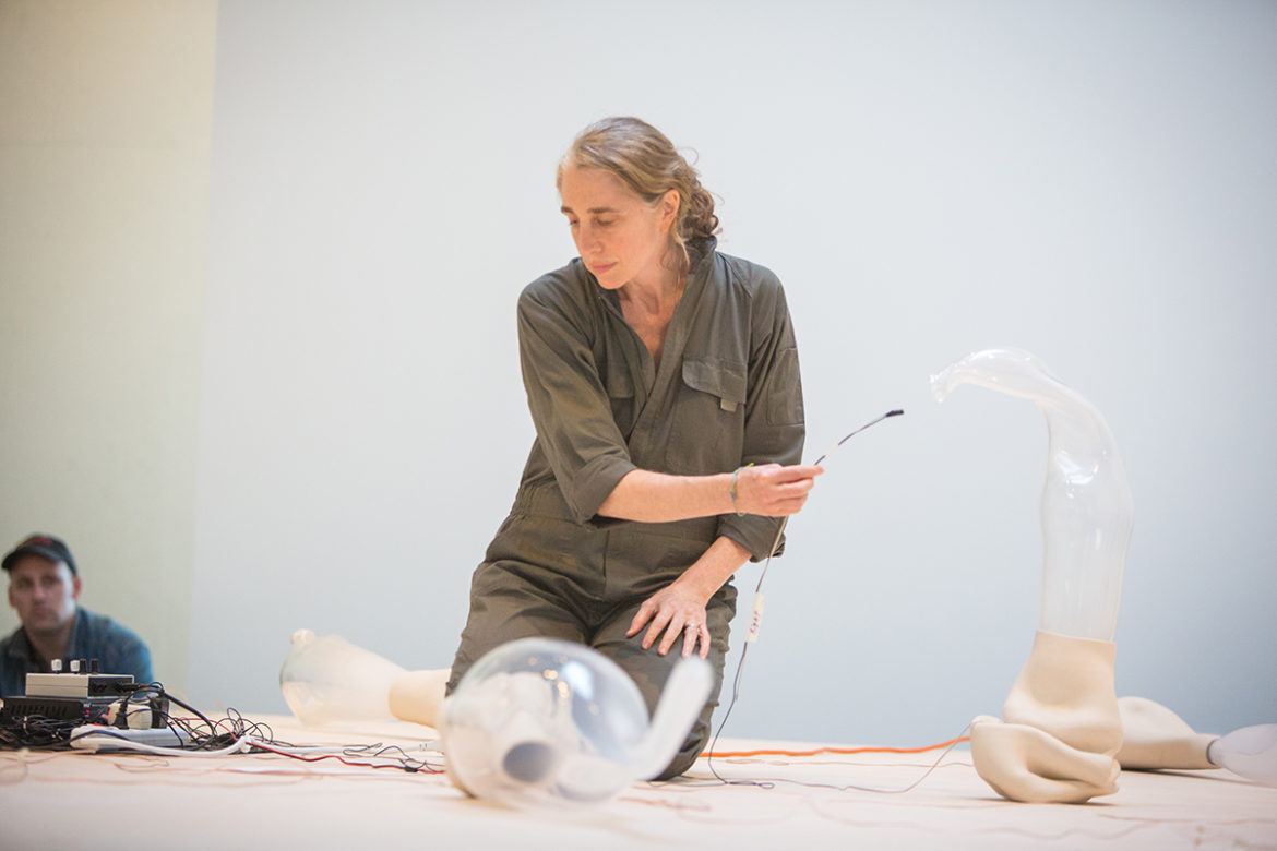 Julianne Swartz activates her Sine Body work as part of Hedges, Edges, Dirt on October 17. Photo: Meghan Marchetti