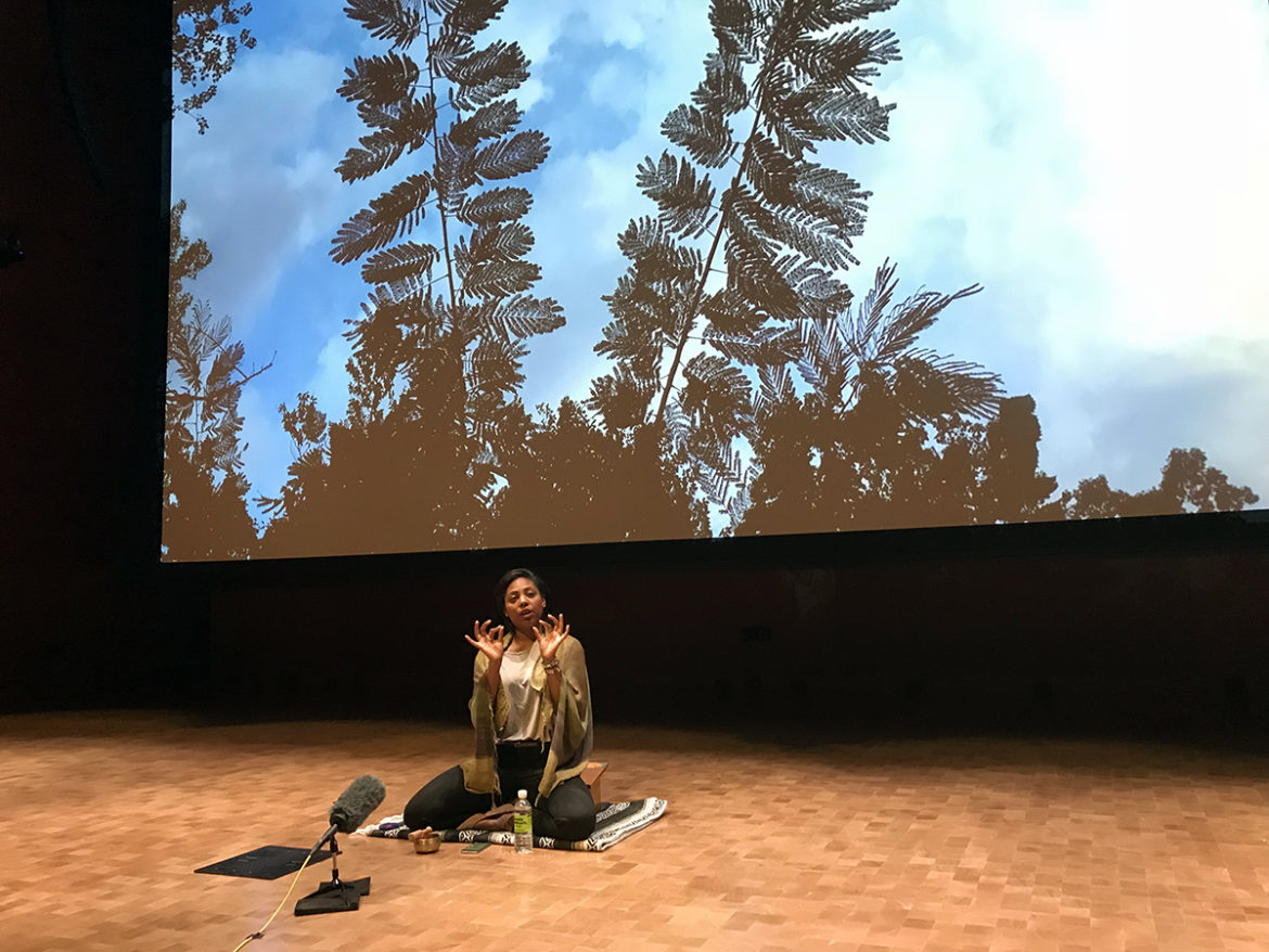 Photo of a Mindfulness guided meditation in the auditorium