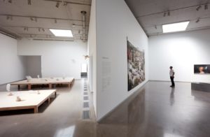 Galleries 2 and 3 at the ICA during the exhibition Hedges, Edges, Dirt in the fall of 2018