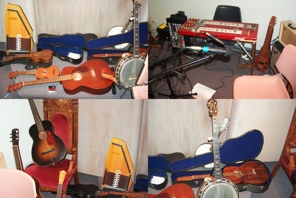 Photos of various instruments played by the Broad Street Ramblers