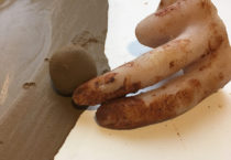 Close-up of objects in trenches dug under the home of artist Corin Hewitt